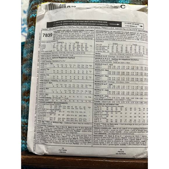 McCalls 7839 Sewing pattern girls cheerleader costume size 10 12 14 - Picture 3 of 6